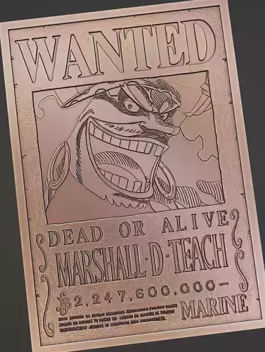 BLACK BEARD-MARSHALL D TEACH WANTED POSTER - ONE PIECE 3D print model