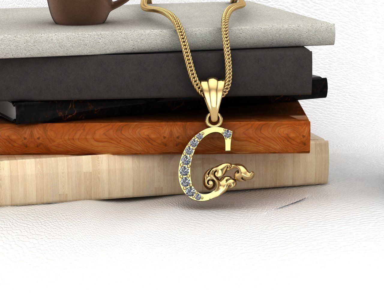 Initial Letters Pendant C 3D print model 3D print model 3D print model_2