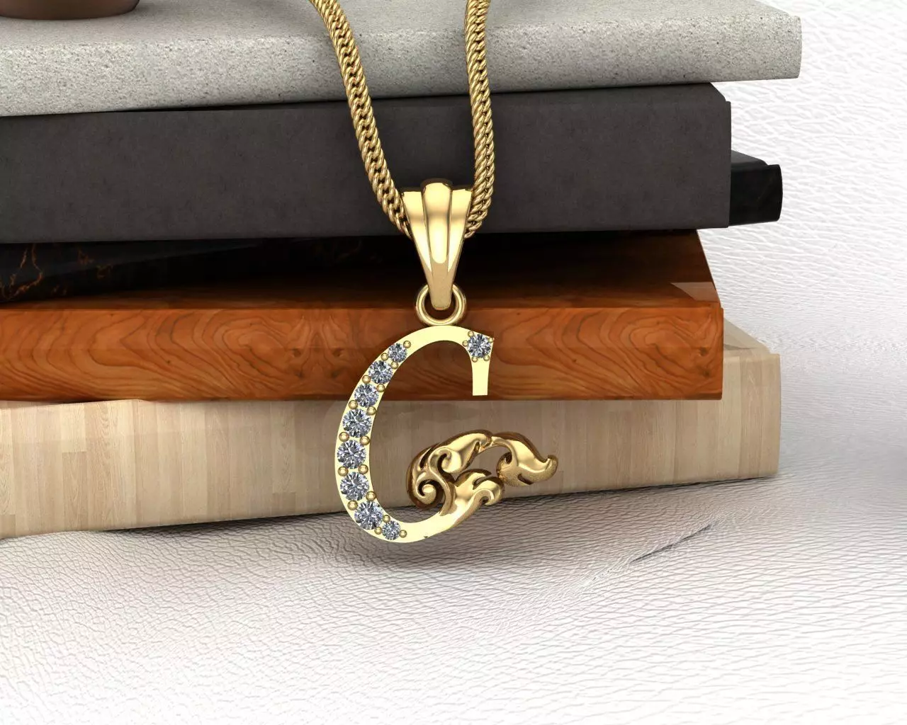 Initial Letters Pendant C 3D print model 3D print model 3D print model_0