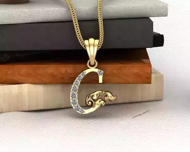 Initial Letters Pendant C 3D print model 3D print model