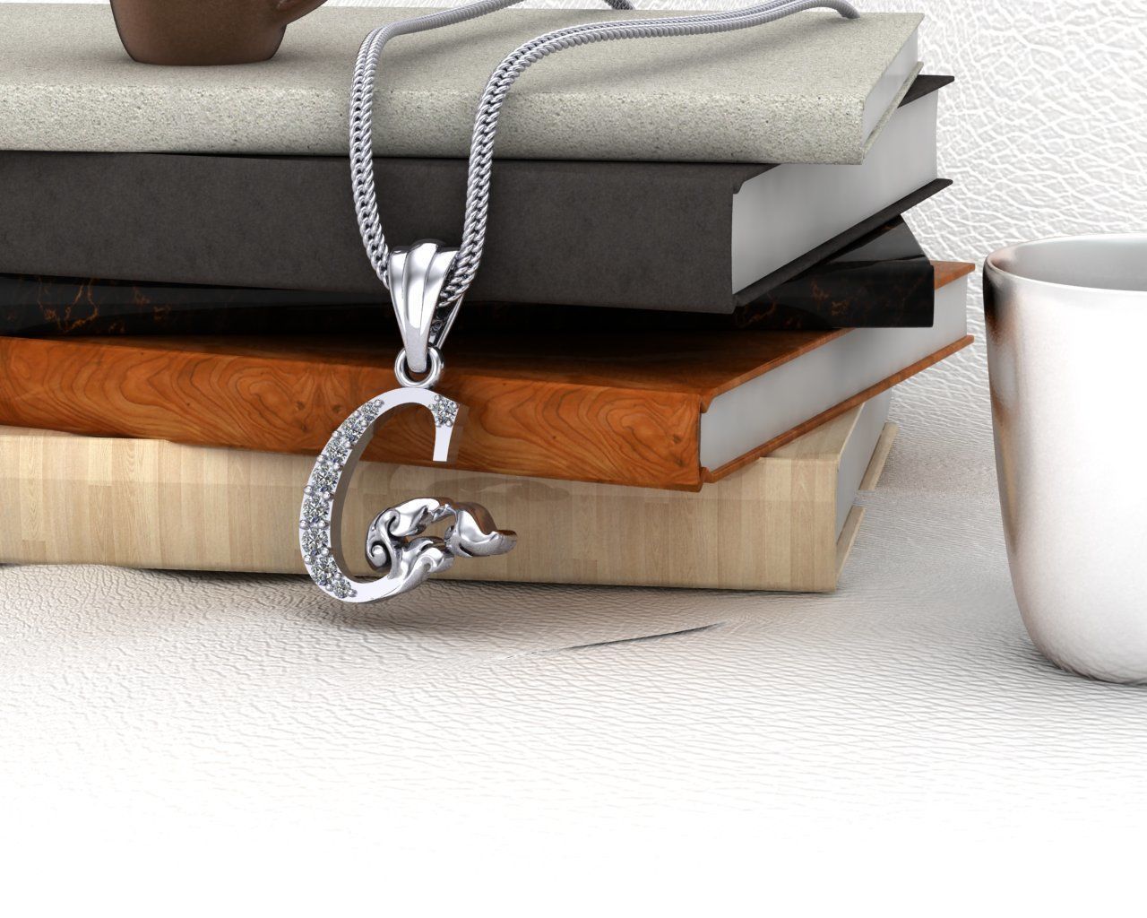 Initial Letters Pendant C 3D print model 3D print model 3D print model_1