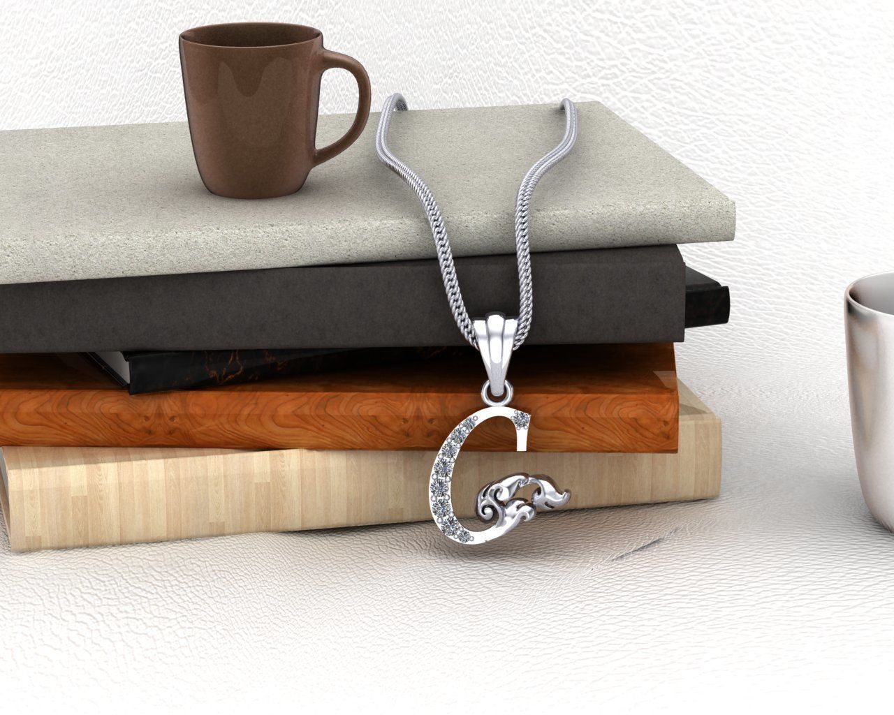 Initial Letters Pendant C 3D print model 3D print model 3D print model_8