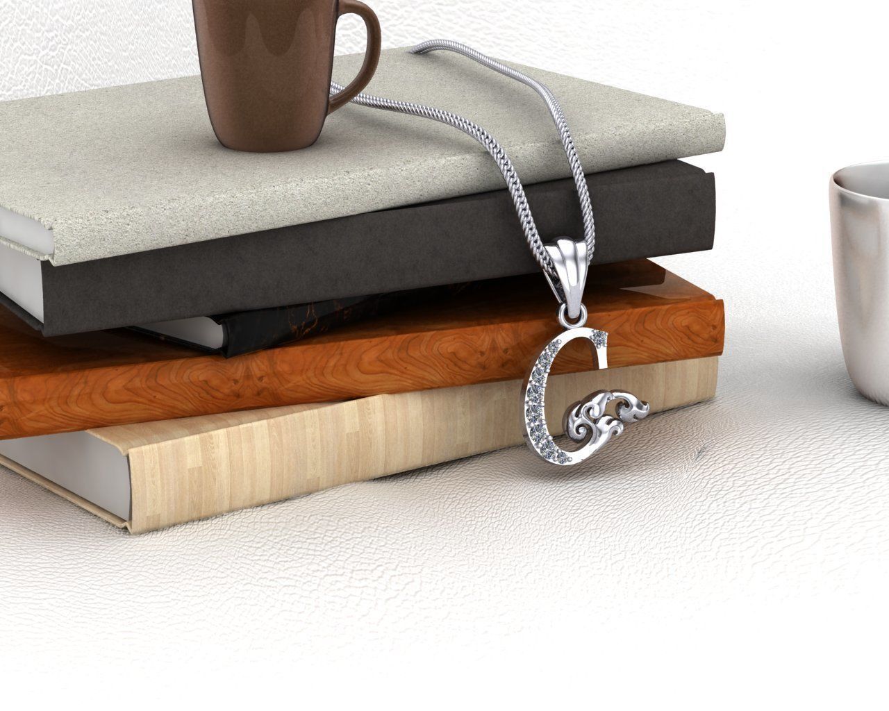 Initial Letters Pendant C 3D print model 3D print model 3D print model_7