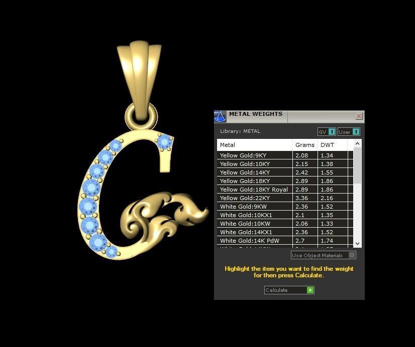 Initial Letters Pendant C 3D print model 3D print model 3D print model_9