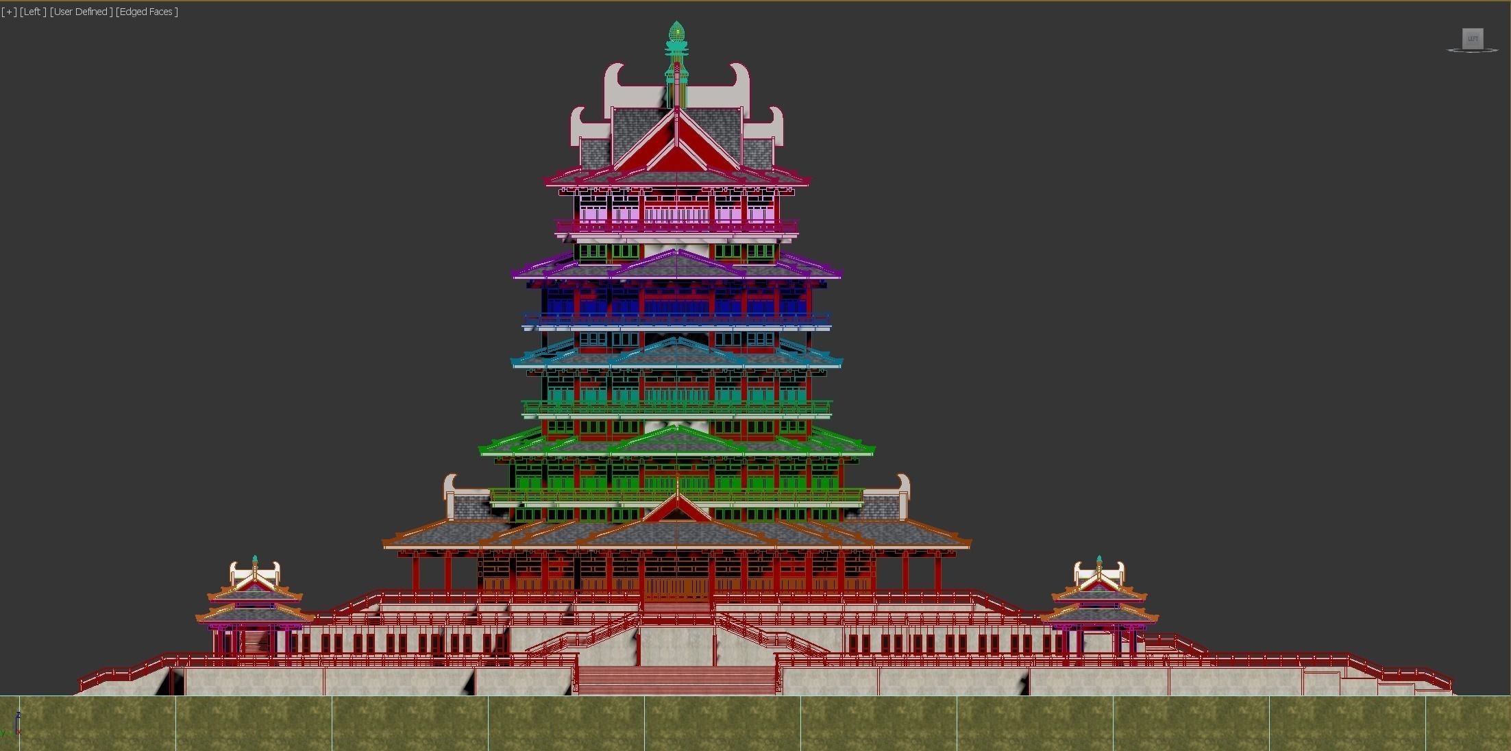 Modern architecture that imitates Eastern classical style Low-poly 3D model_15