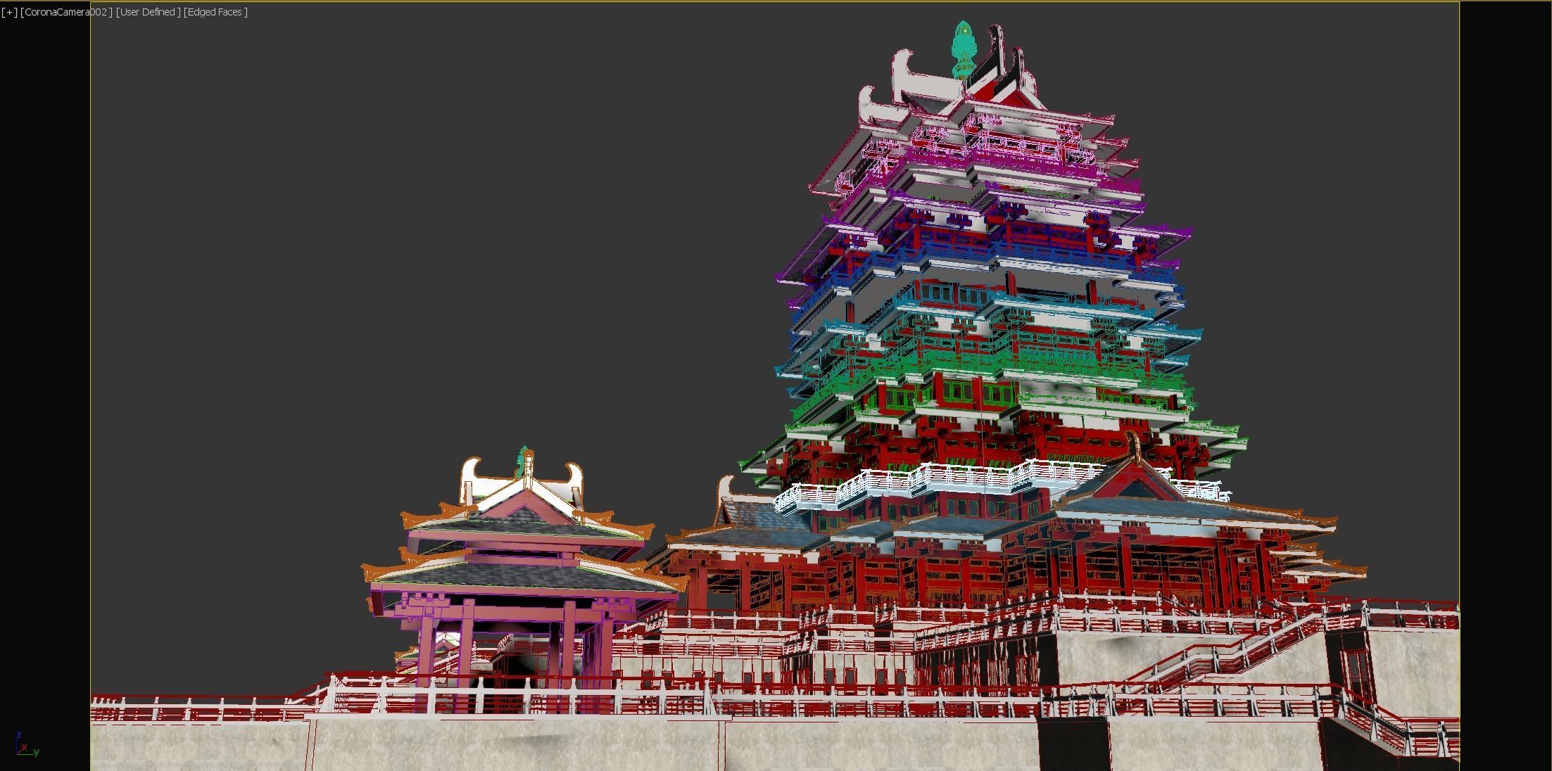 Modern architecture that imitates Eastern classical style Low-poly 3D model_13