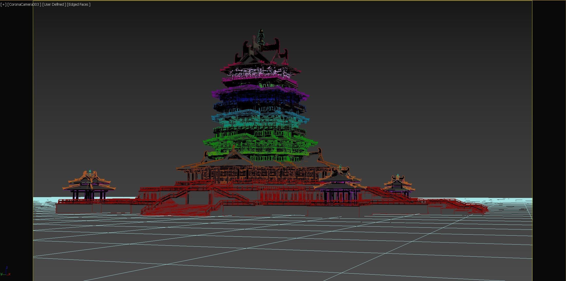 Modern architecture that imitates Eastern classical style Low-poly 3D model_14