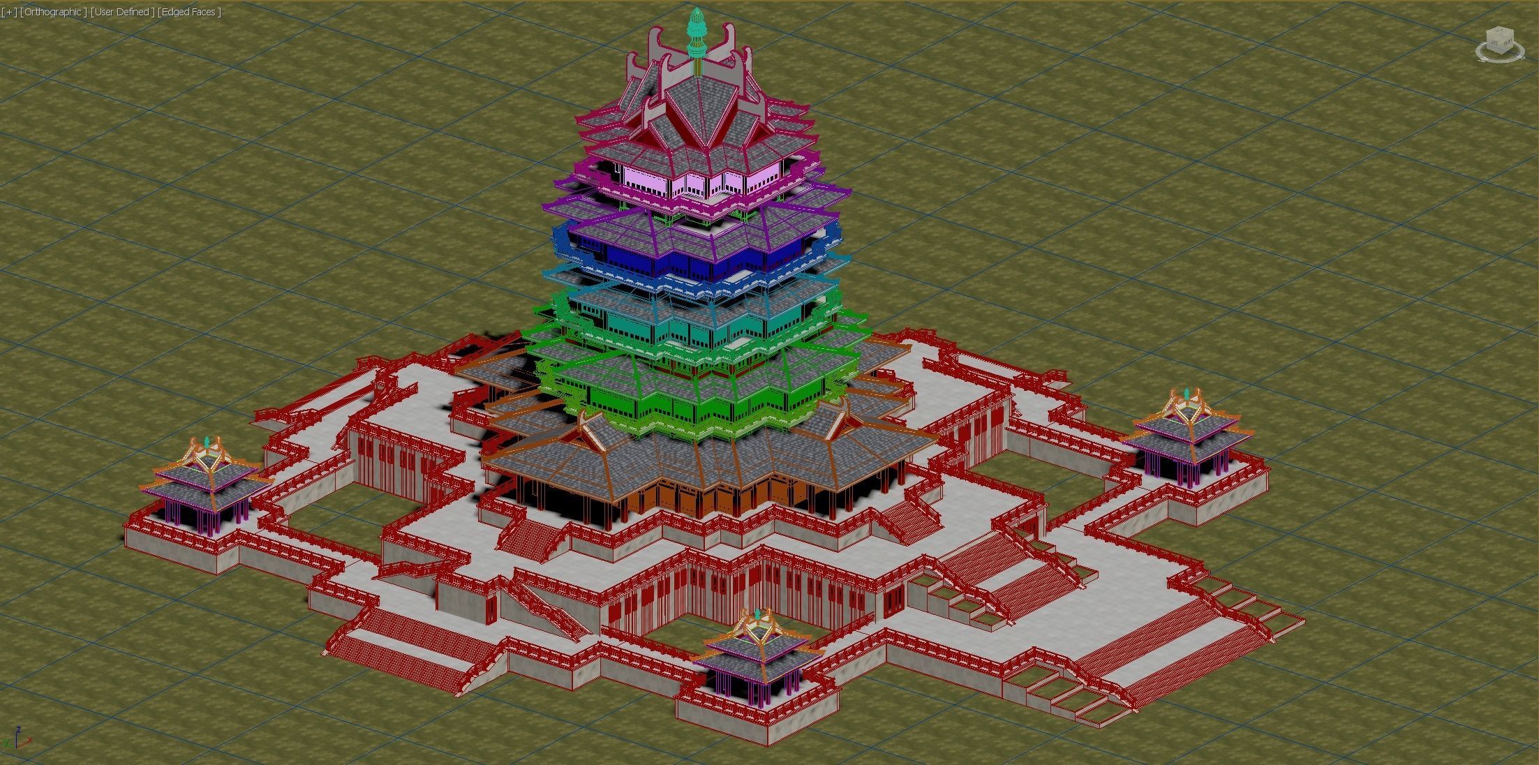 Modern architecture that imitates Eastern classical style Low-poly 3D model_16