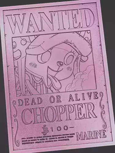 CHOPPER WANTED POSTER - ONE PIECE Free 3D print model