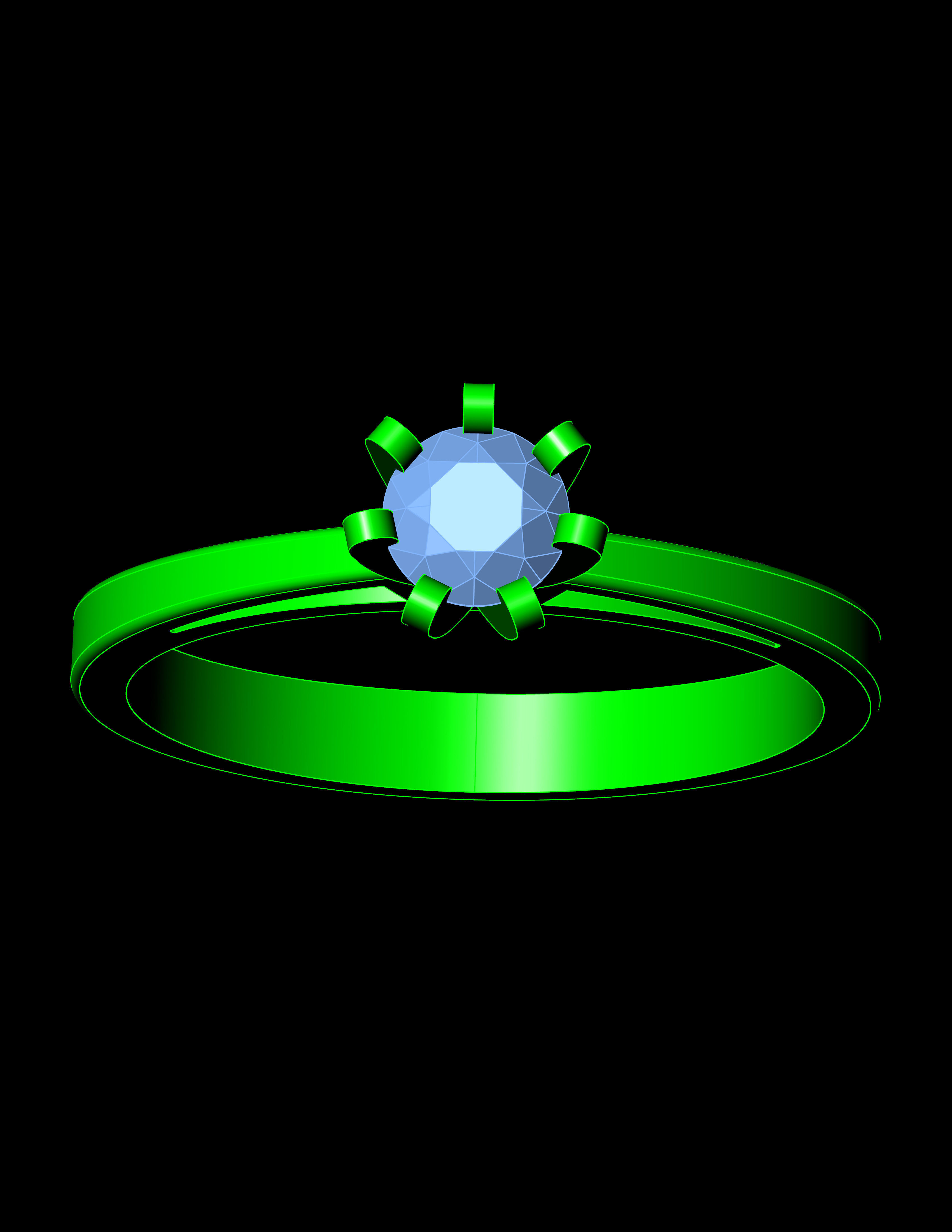 Solitaire Ring A23 3D print model_9