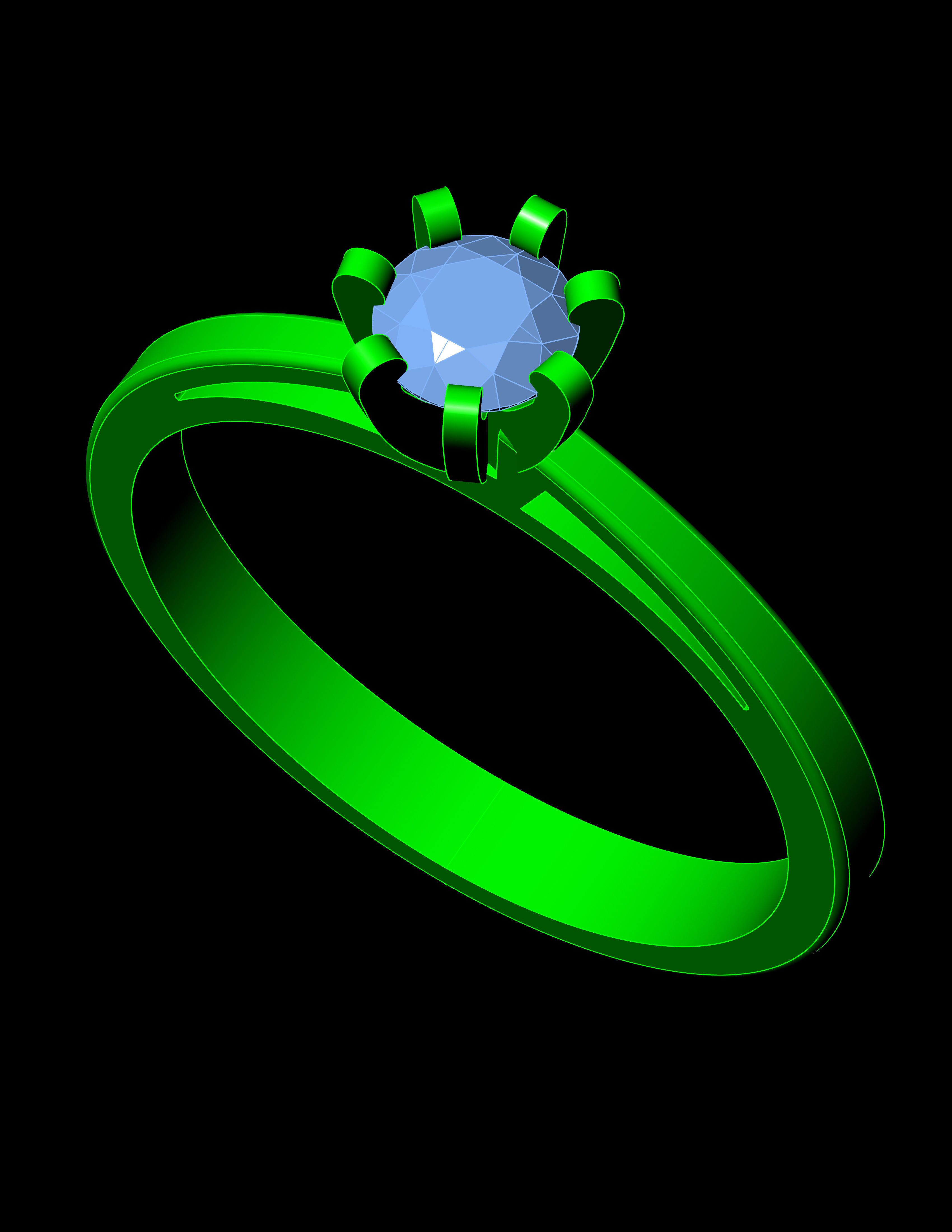Solitaire Ring A23 3D print model_12