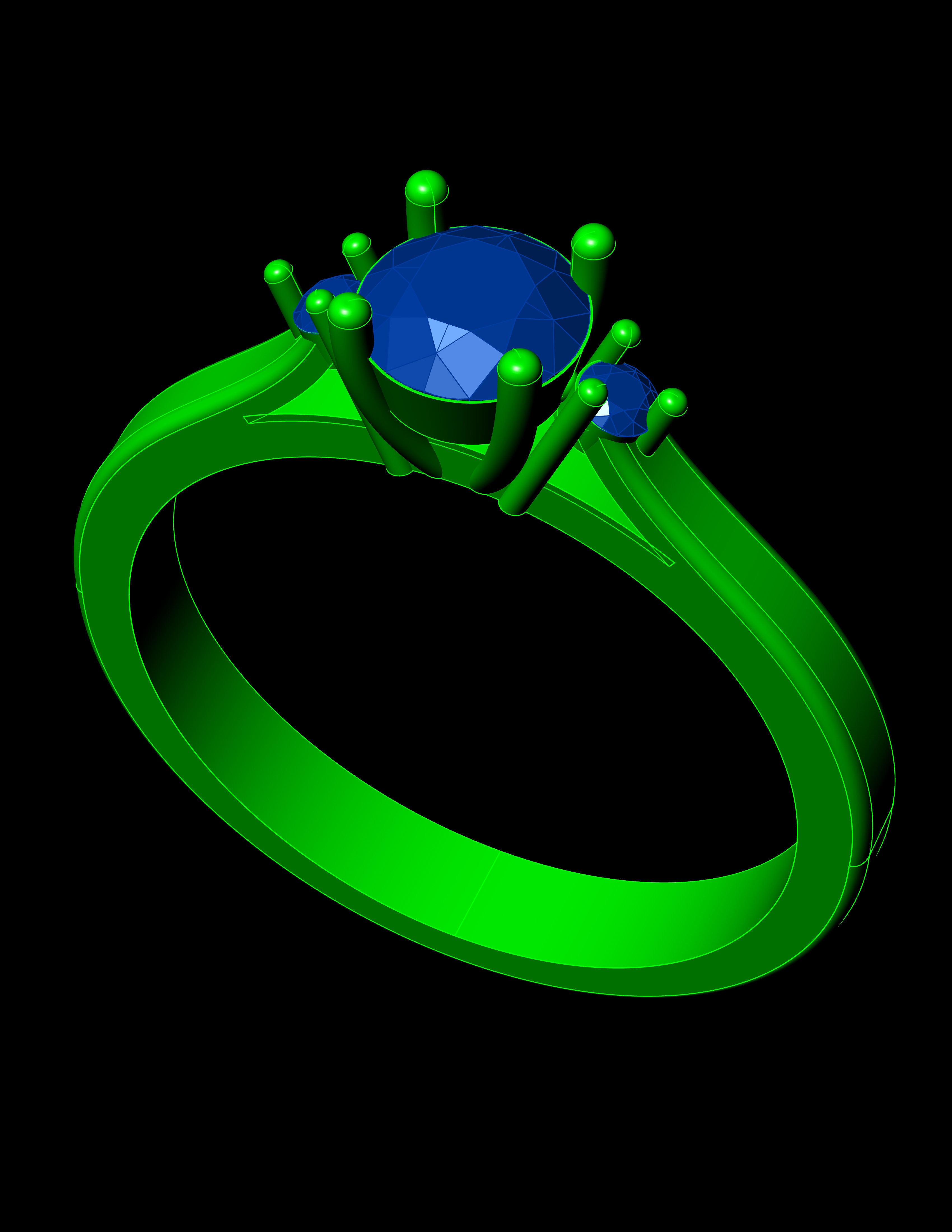 Solitaire Ring A24 3D print model_12