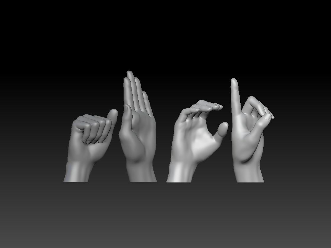 HAND SIGN LANGUAGE ALPHABET A B C D 3D print model_5