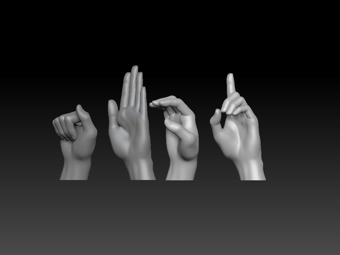 HAND SIGN LANGUAGE ALPHABET A B C D 3D print model_1