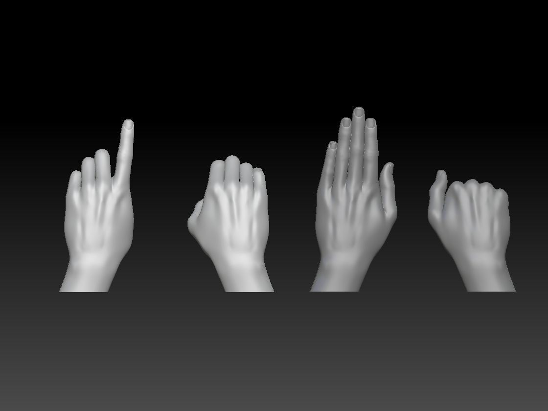 HAND SIGN LANGUAGE ALPHABET A B C D 3D print model_3