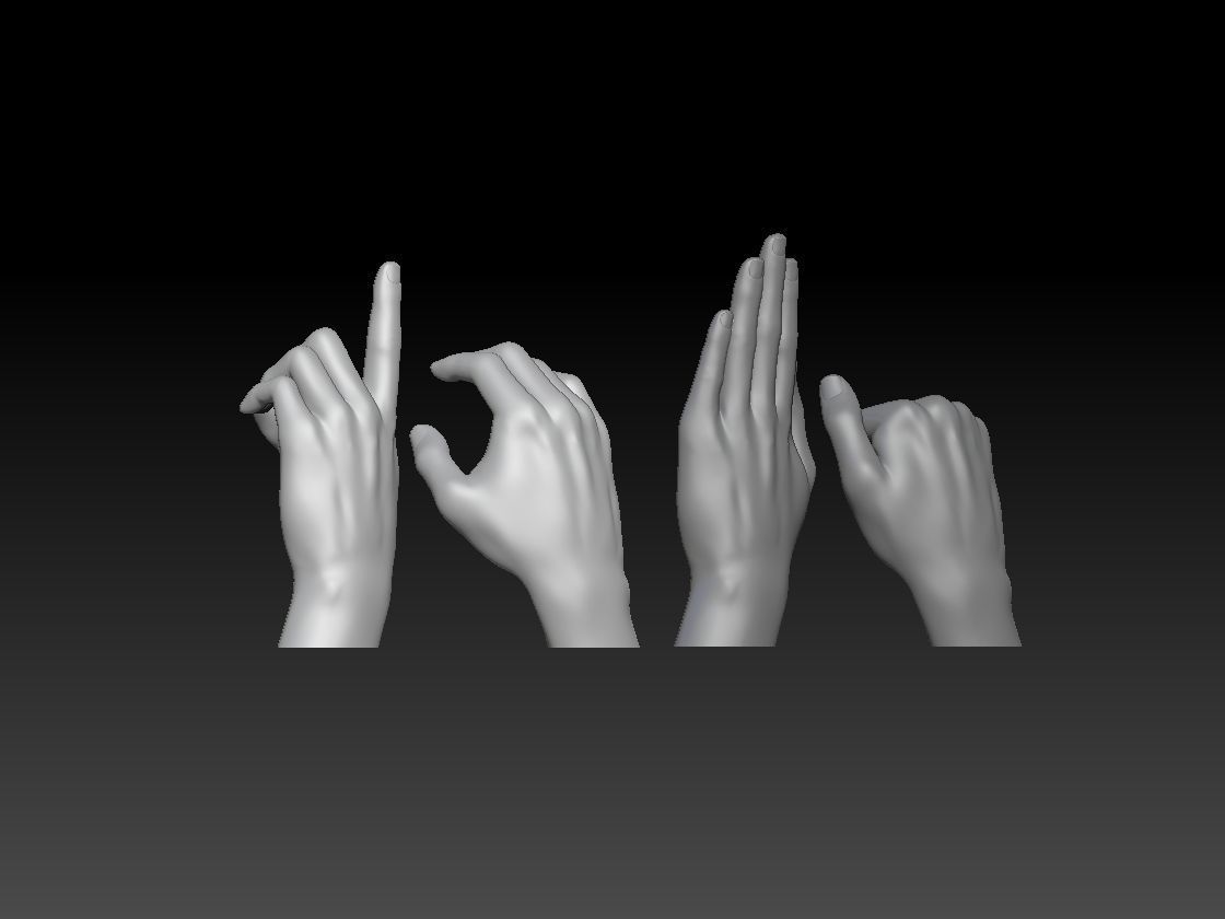 HAND SIGN LANGUAGE ALPHABET A B C D 3D print model_2