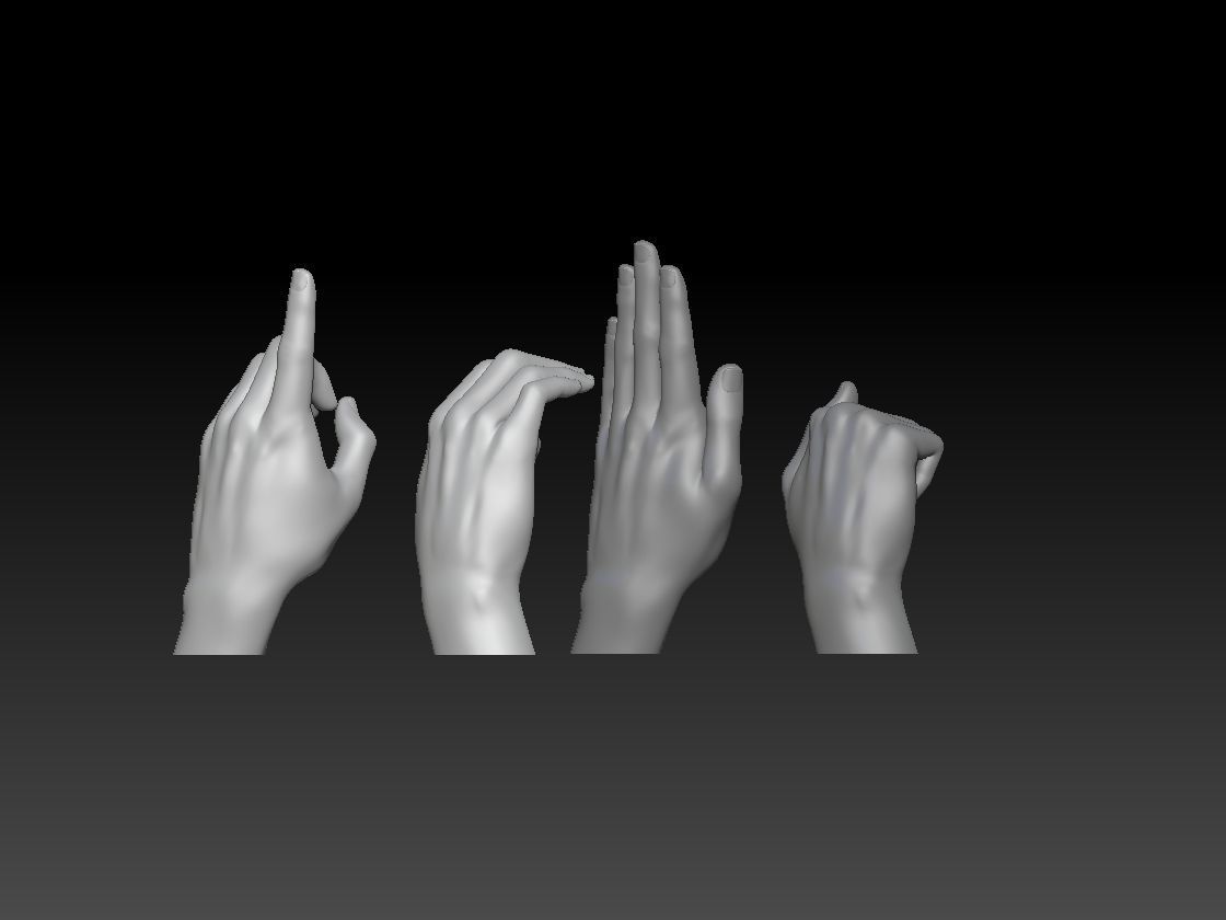 HAND SIGN LANGUAGE ALPHABET A B C D 3D print model_4