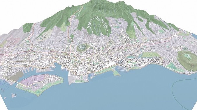 Cityscape Honolulu Hawaii USA 3D model 4