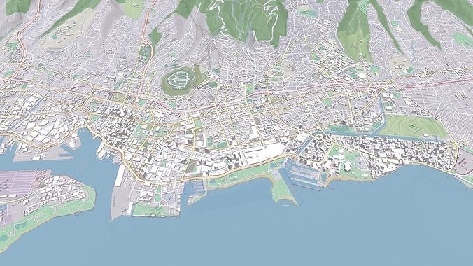 Cityscape Honolulu Hawaii USA 3D model 2