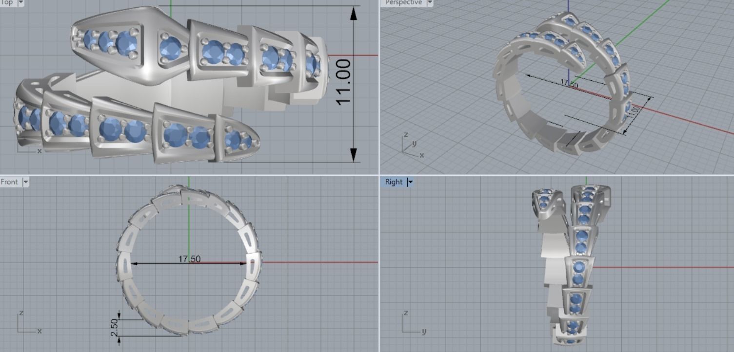 snake ring 3D print model_4