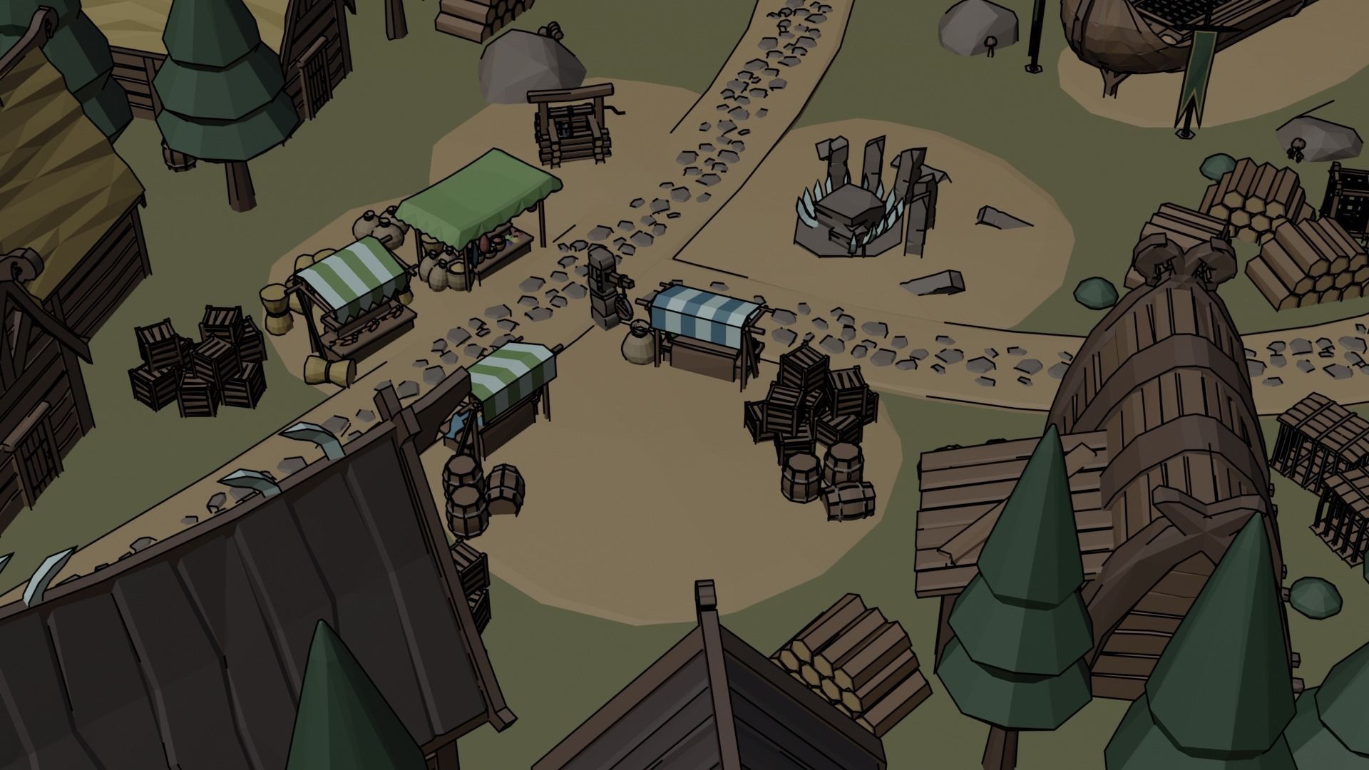 Cartoon Polygonal Viking Castle Low-poly 3D model_15