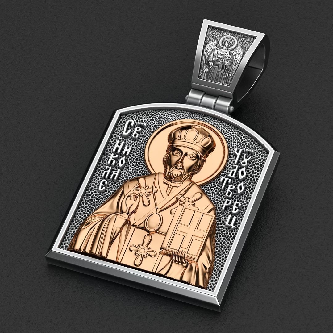 Ortodox St Nicolas pendant 003 3D print model_1