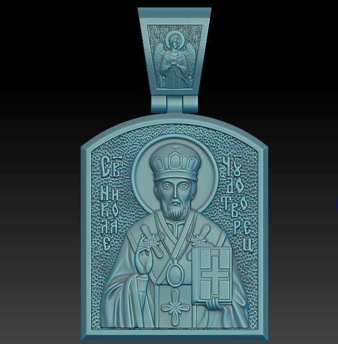 Ortodox St Nicolas pendant 003 3D print model_4