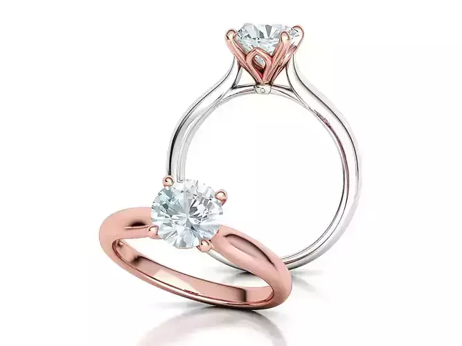 Moissanite Solitaire Ring Two Tone 4claw Ring 3Dmodel 3D print model