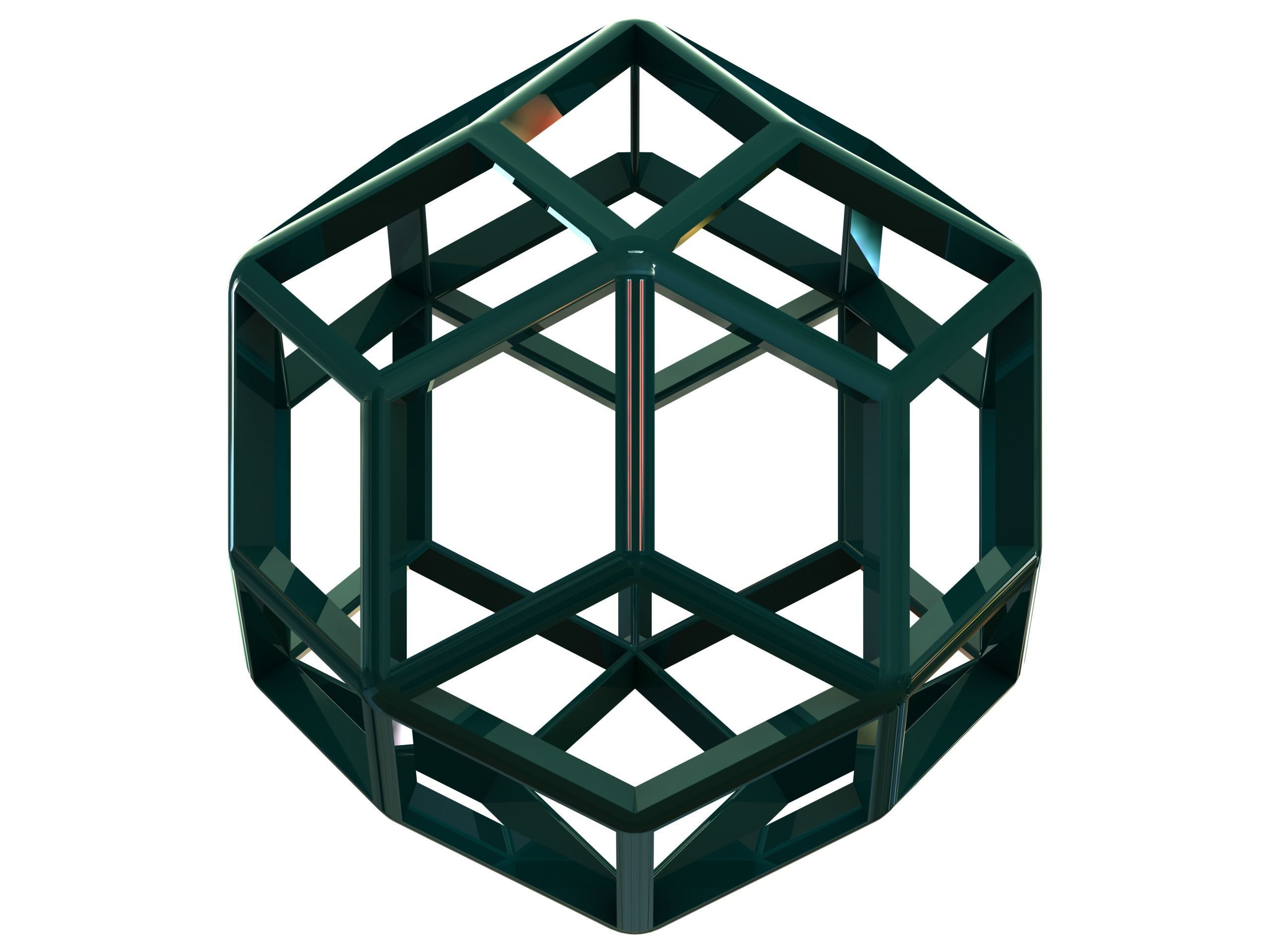 Wireframe Shape Rhombic Triacontahedron 3D print model_1