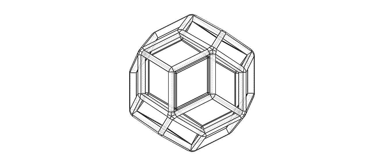 Wireframe Shape Rhombic Triacontahedron 3D print model_35