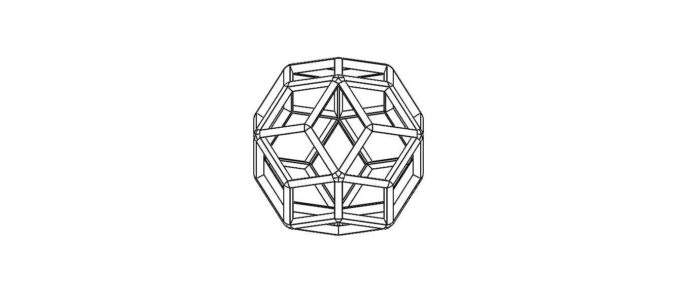 Wireframe Shape Rhombic Triacontahedron 3D print model_18