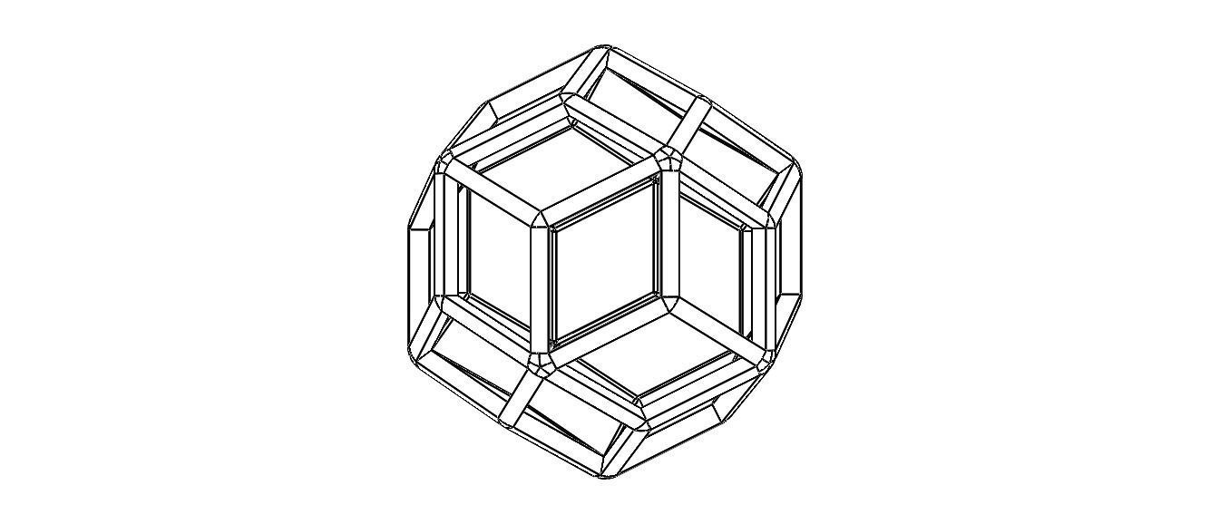 Wireframe Shape Rhombic Triacontahedron 3D print model_34