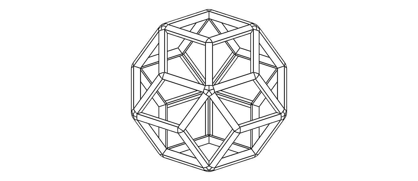 Wireframe Shape Rhombic Triacontahedron 3D print model_14