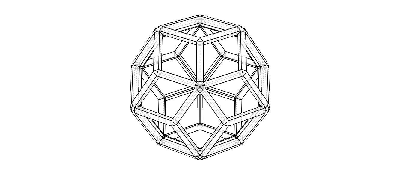 Wireframe Shape Rhombic Triacontahedron 3D print model_27