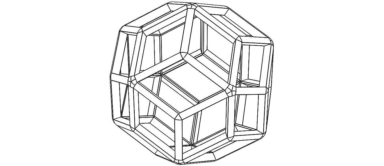 Wireframe Shape Rhombic Triacontahedron 3D print model_6
