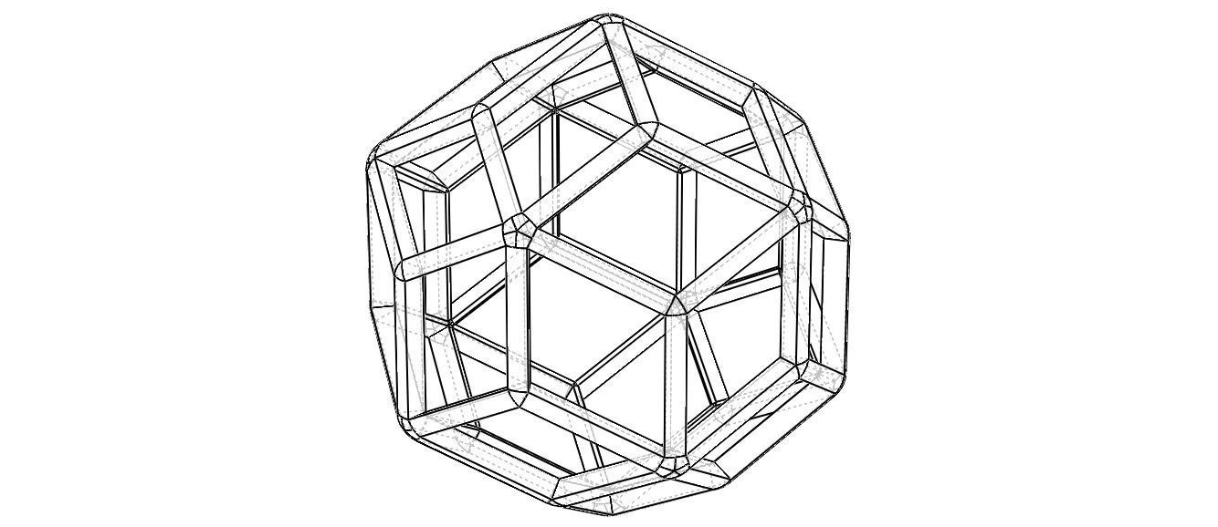 Wireframe Shape Rhombic Triacontahedron 3D print model_3