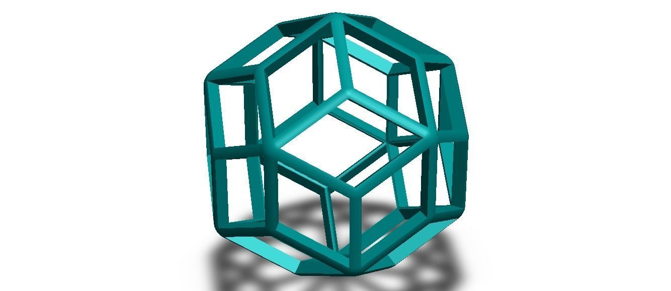 Wireframe Shape Rhombic Triacontahedron 3D print model_13