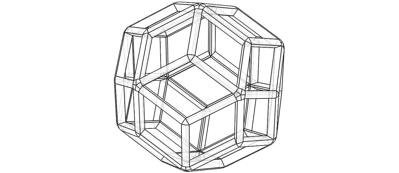 Wireframe Shape Rhombic Triacontahedron 3D print model_7