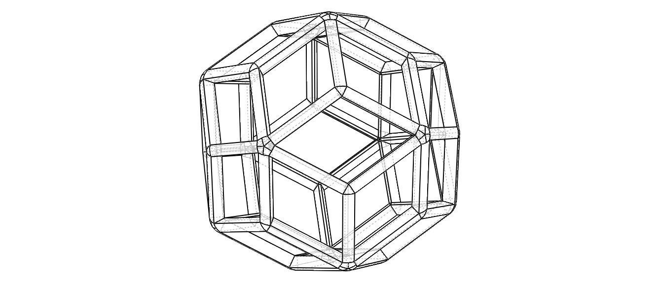 Wireframe Shape Rhombic Triacontahedron 3D print model_11
