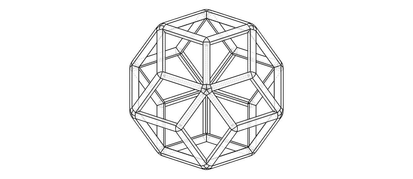 Wireframe Shape Rhombic Triacontahedron 3D print model_15