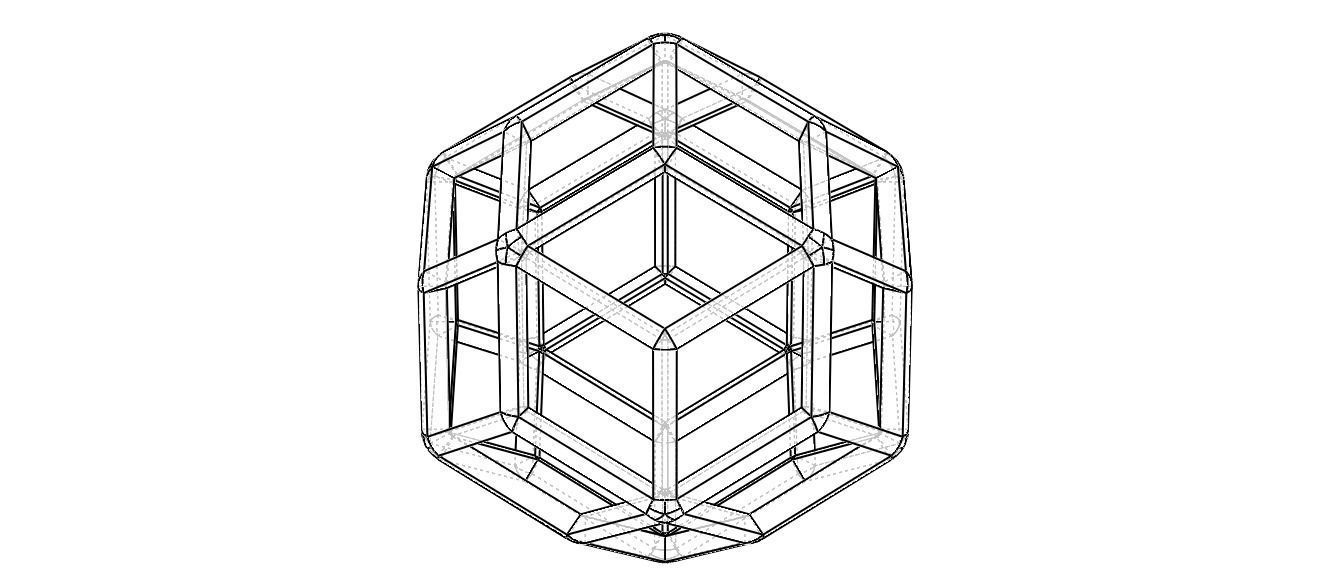 Wireframe Shape Rhombic Triacontahedron 3D print model_23