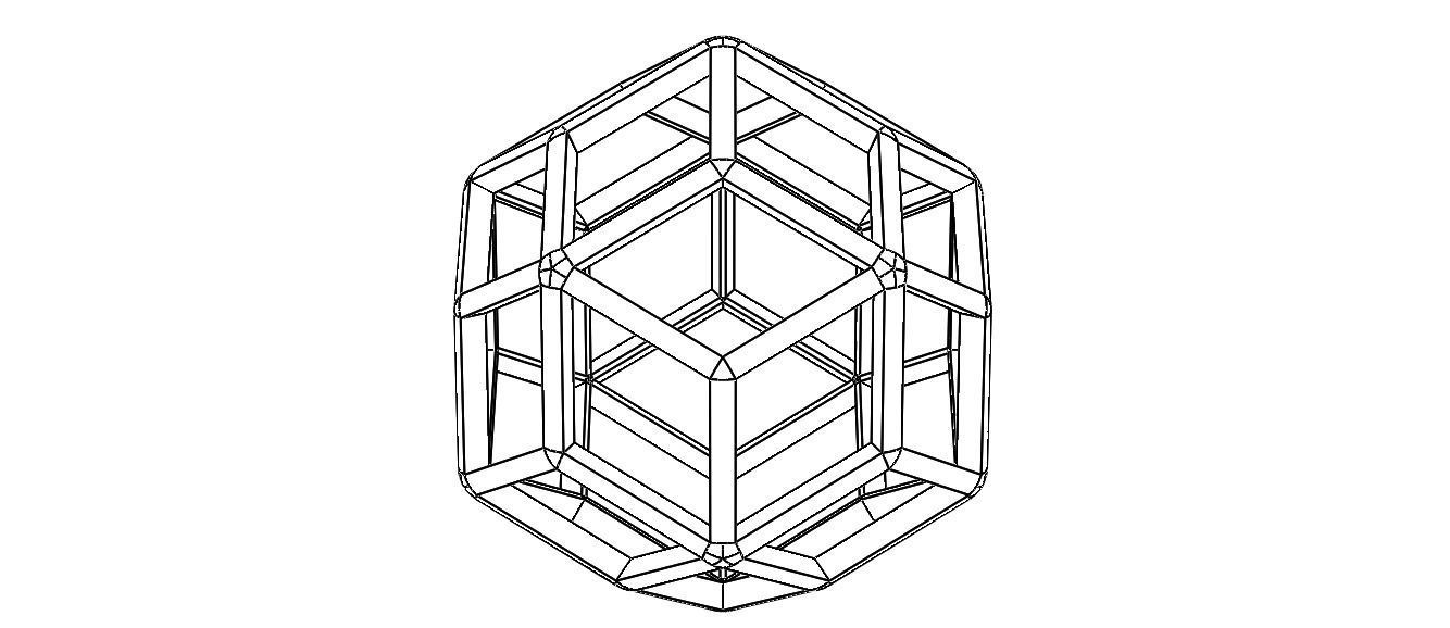 Wireframe Shape Rhombic Triacontahedron 3D print model_22