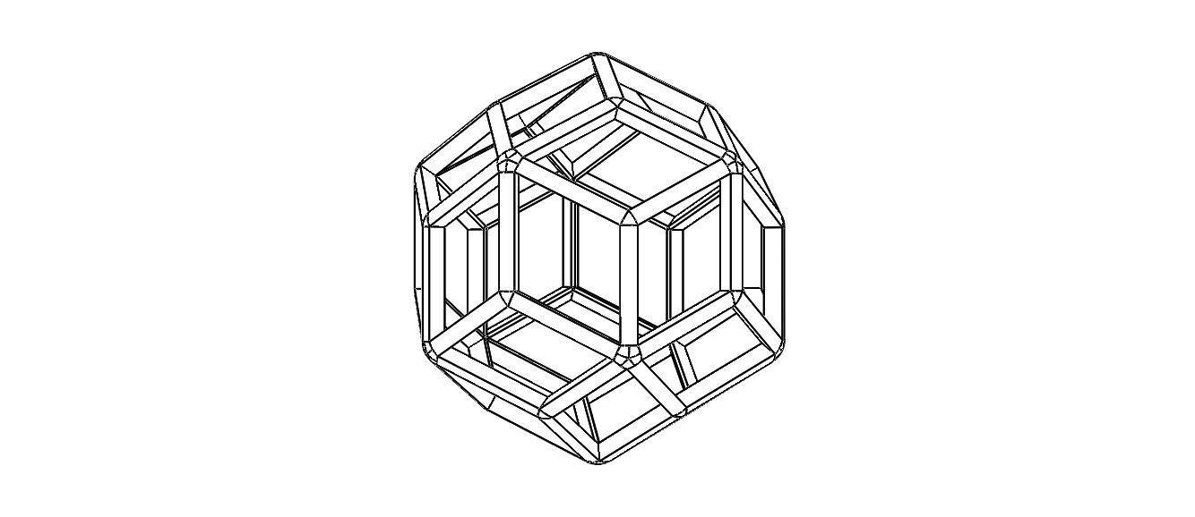 Wireframe Shape Rhombic Triacontahedron 3D print model_30