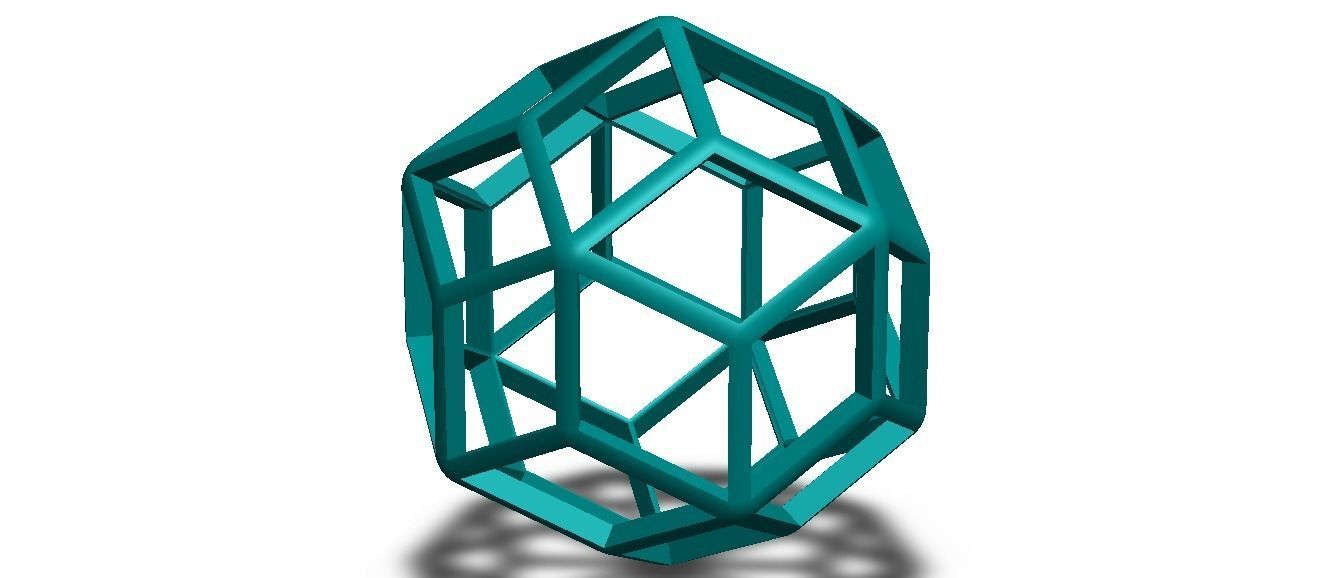 Wireframe Shape Rhombic Triacontahedron 3D print model_5