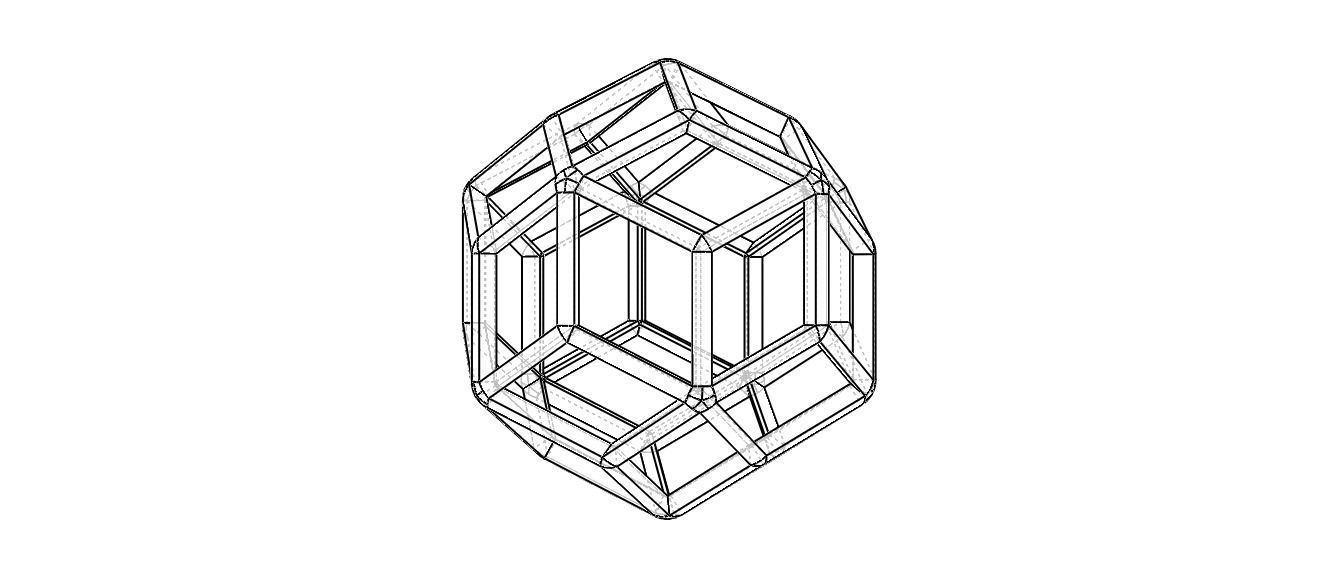 Wireframe Shape Rhombic Triacontahedron 3D print model_31
