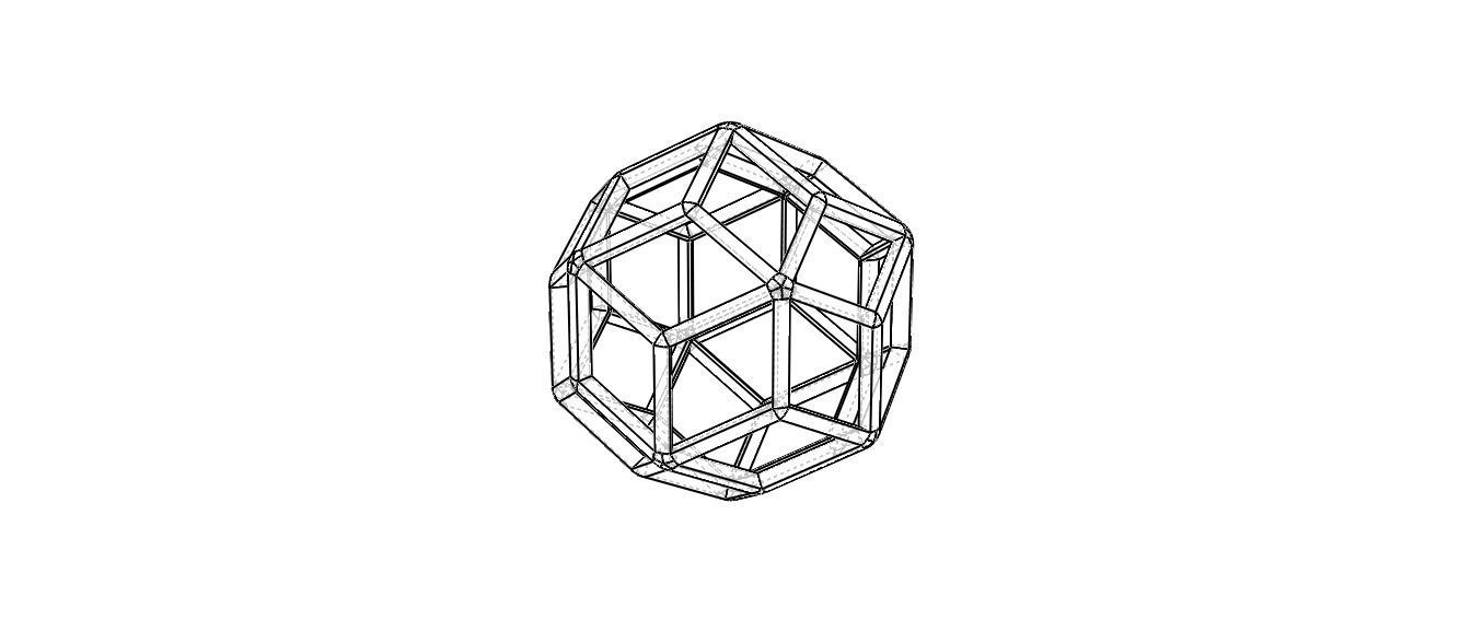 Wireframe Shape Rhombic Triacontahedron 3D print model_39