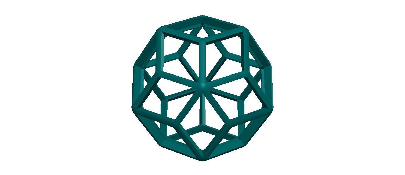 Wireframe Shape Rhombic Triacontahedron 3D print model_29