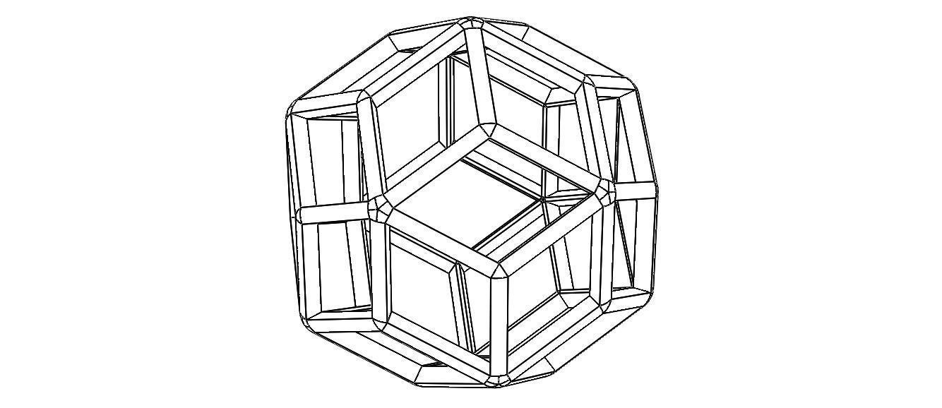 Wireframe Shape Rhombic Triacontahedron 3D print model_10