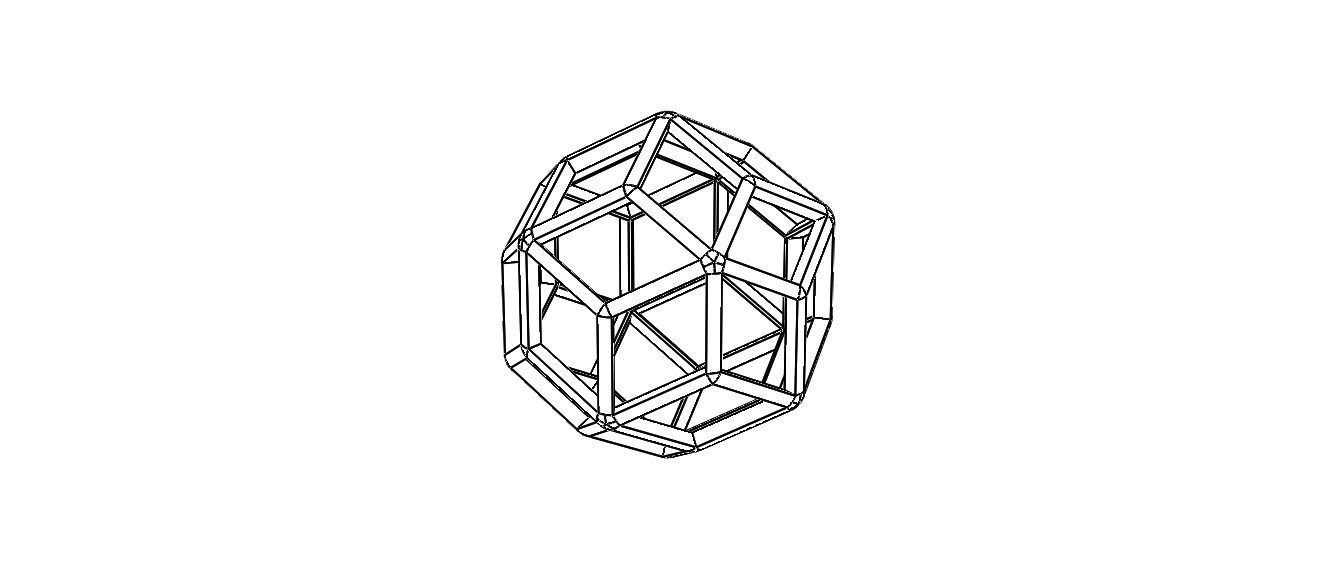 Wireframe Shape Rhombic Triacontahedron 3D print model_38