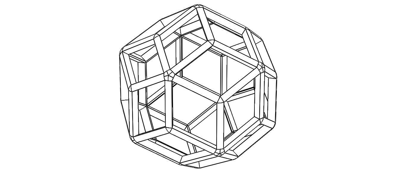 Wireframe Shape Rhombic Triacontahedron 3D print model_2